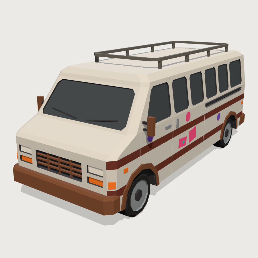 Skate Team Tour Van low-poly 3D model