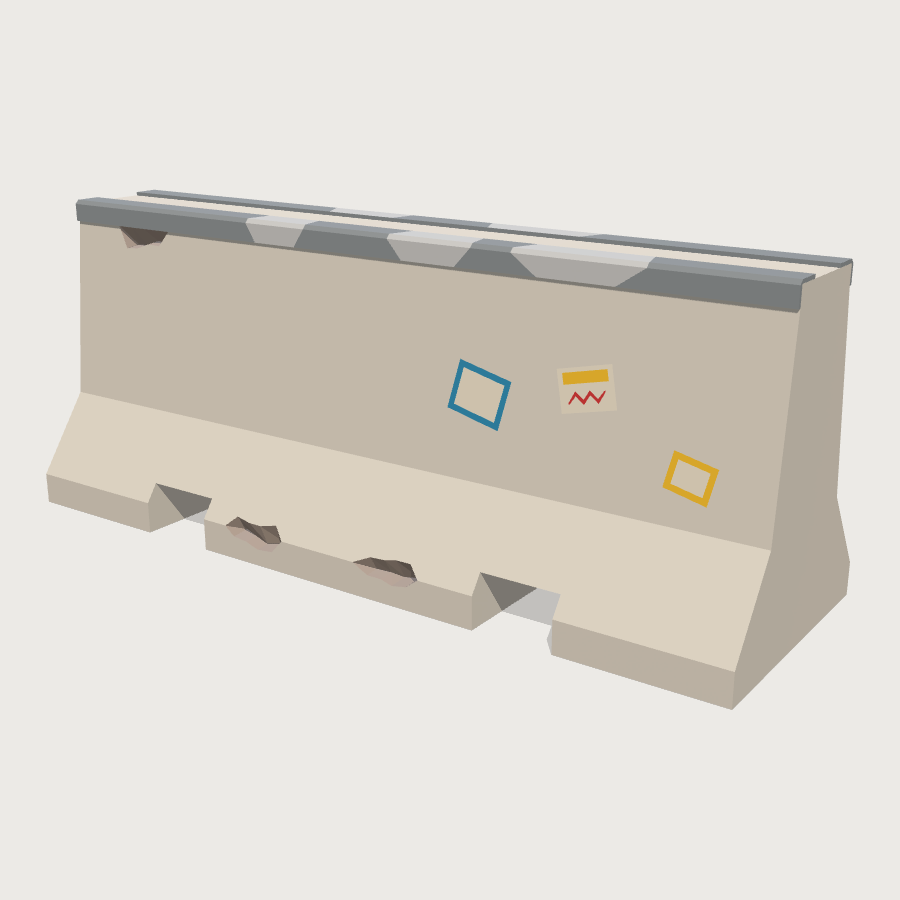 Skated Jersey Barrier low-poly 3D model
