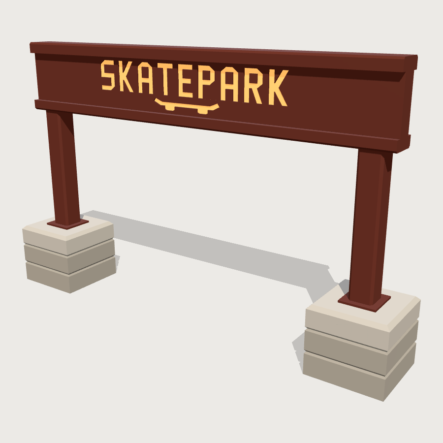 Skatepark Entrance Gateway low-poly 3D model