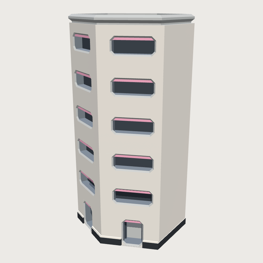 Slab Apartment Block low-poly 3D model