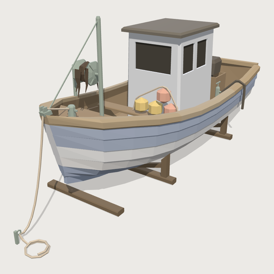 Small Fishing Boat low-poly 3D model