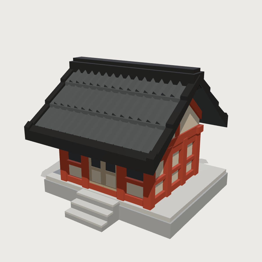 Small Shrine Hall low-poly 3D model