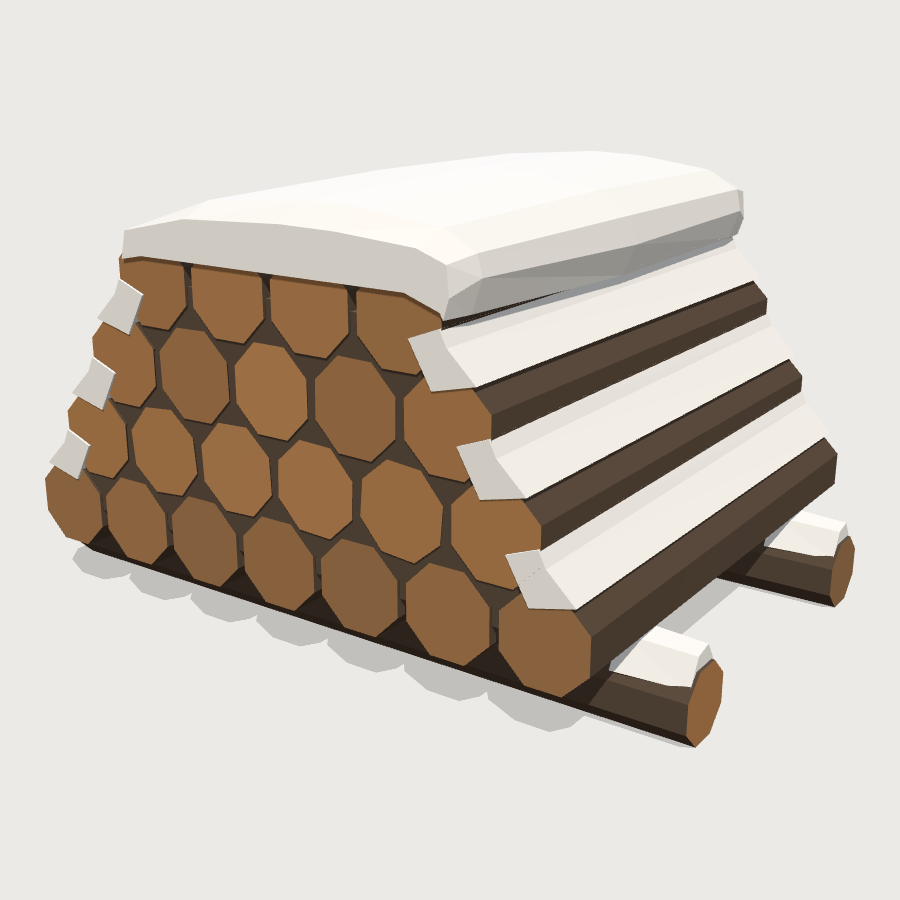 Snow-Capped Log Pile low-poly 3D model