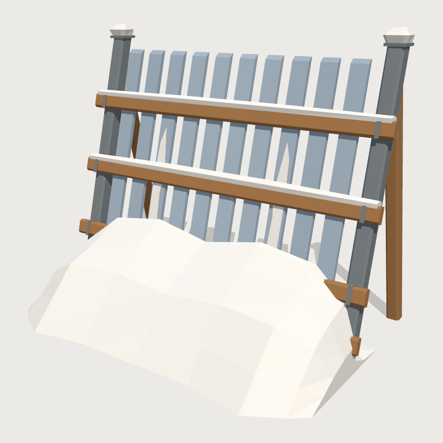 Snow Fence Run low-poly 3D model