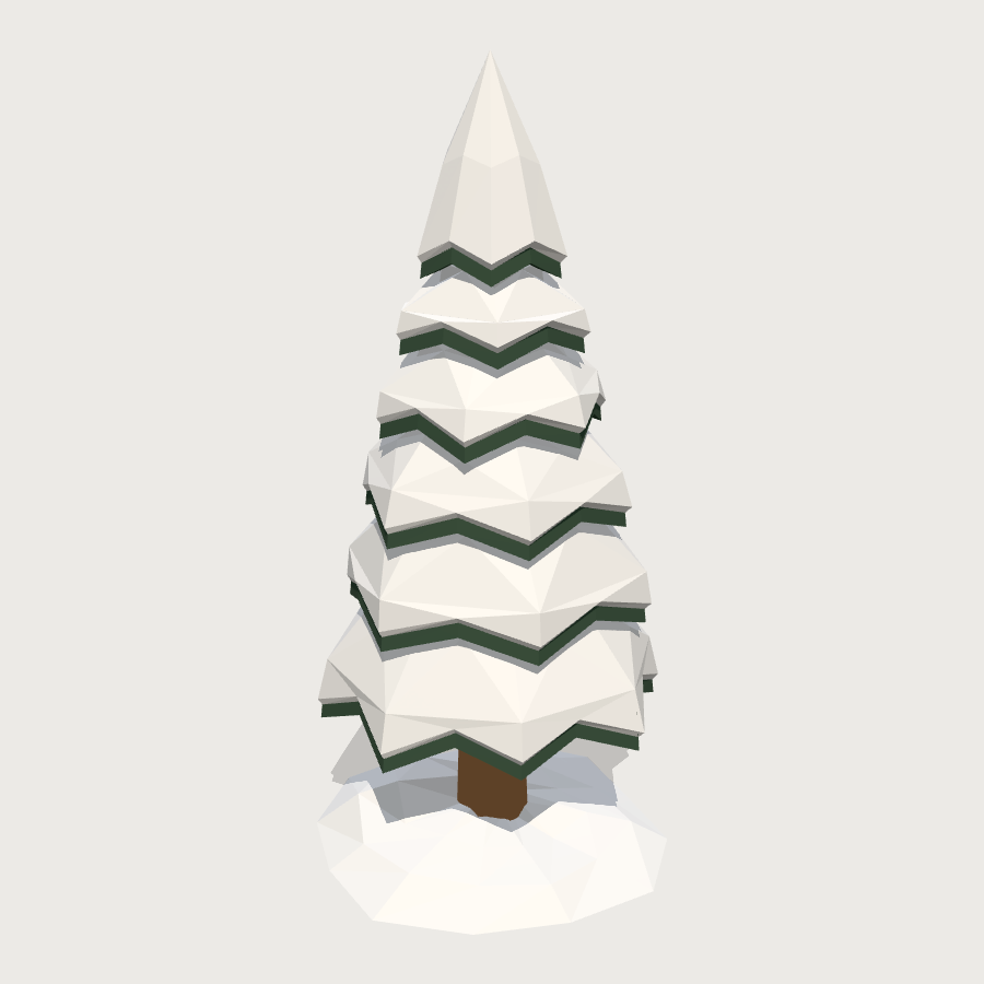 Snow-Laden Spruce low-poly 3D model