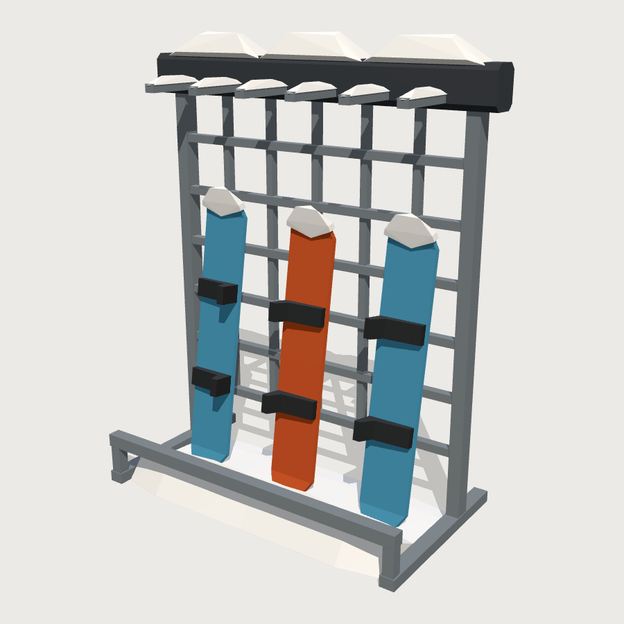Snowboard Rack low-poly 3D model