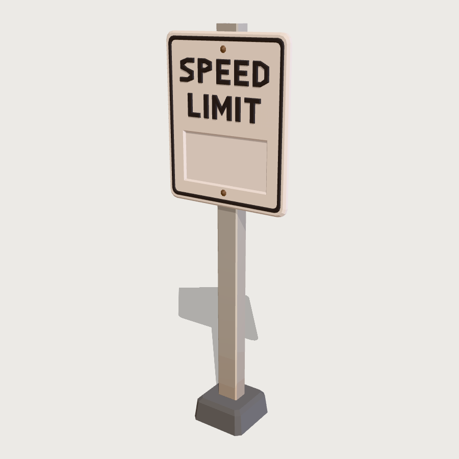Speed Limit Sign low-poly 3D model