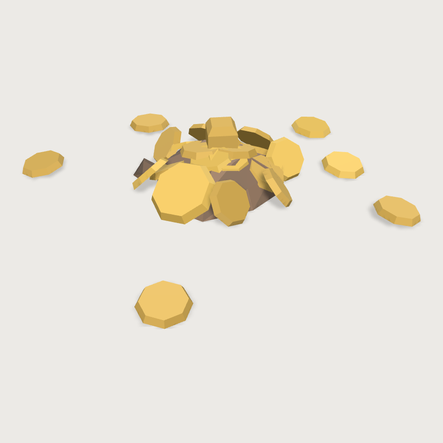 Spilled Coin Pile low-poly 3D model