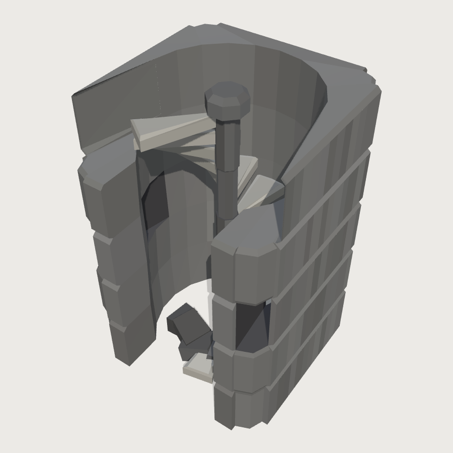 Spiral Stair Shaft low-poly 3D model
