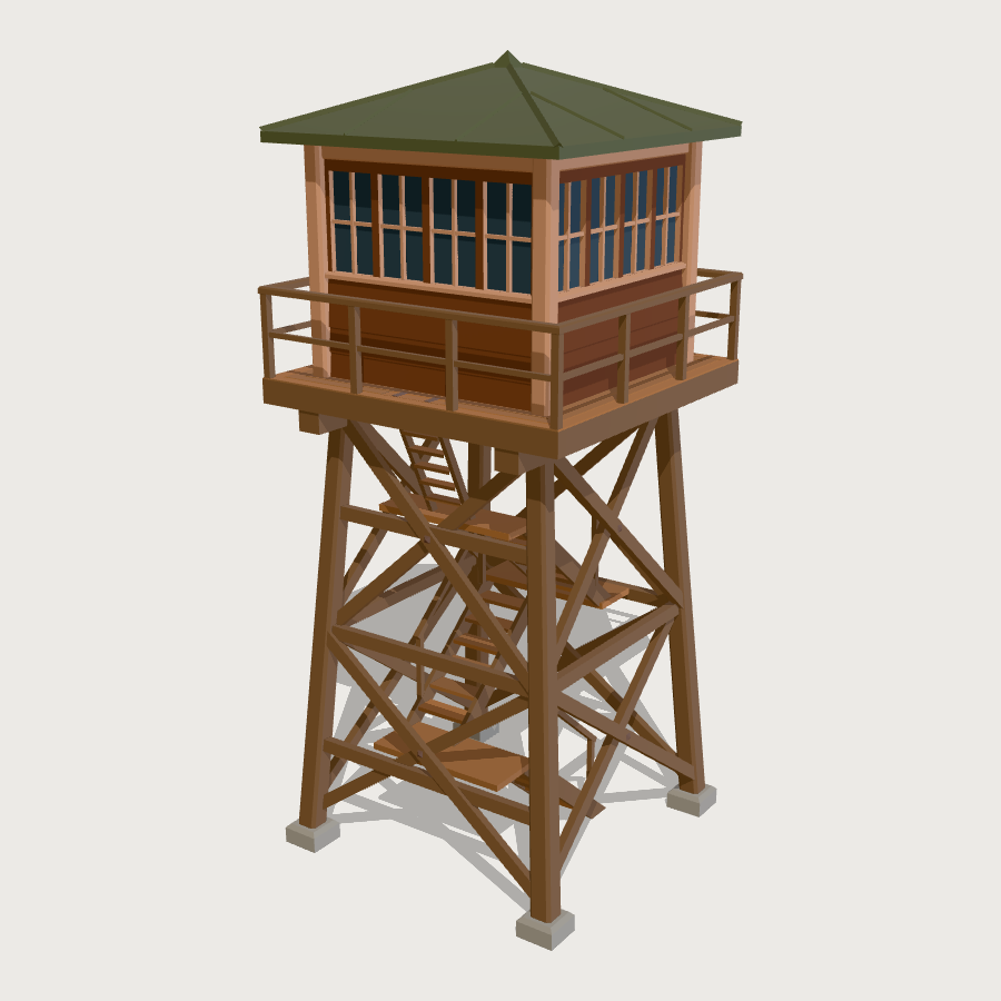 Splay-Leg Lookout Tower low-poly 3D model