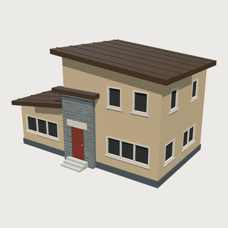 Split-Level House low-poly 3D model