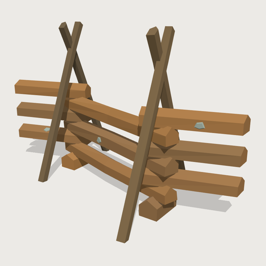Split-Rail Fence Run low-poly 3D model