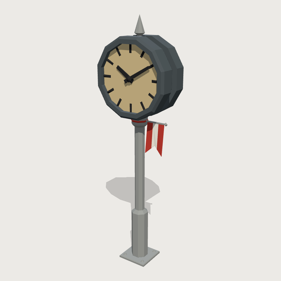 Stadium Clock Post low-poly 3D model