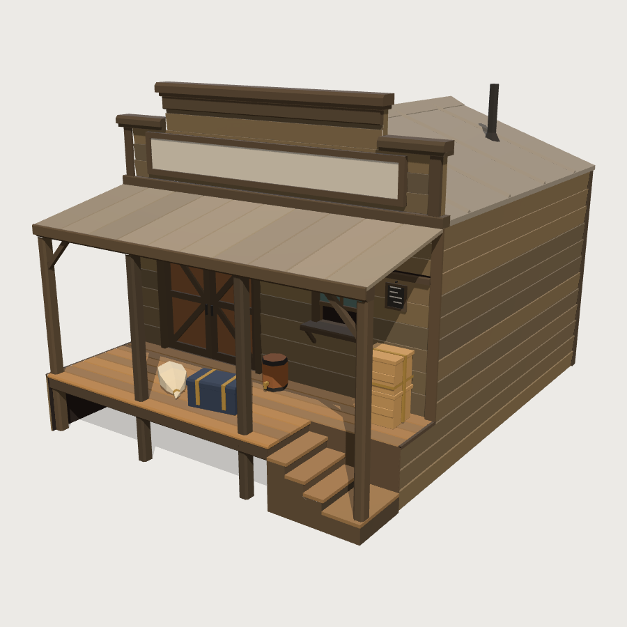 Stage and Freight Office low-poly 3D model