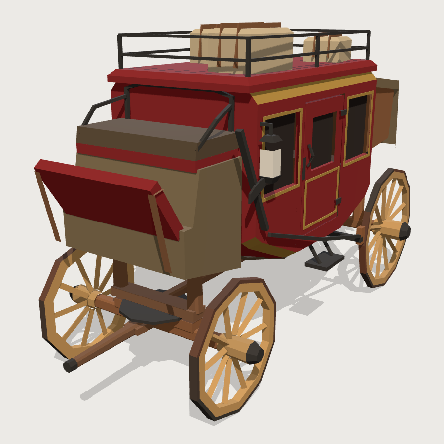 Stagecoach low-poly 3D model