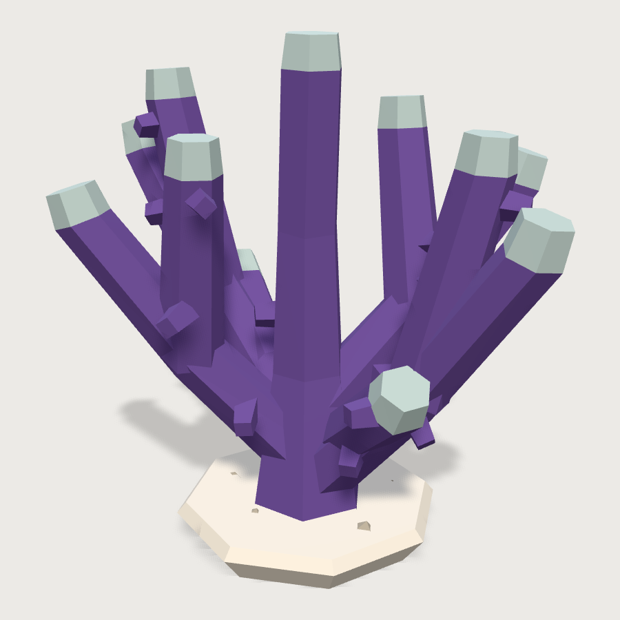 Staghorn Acropora Colony low-poly 3D model