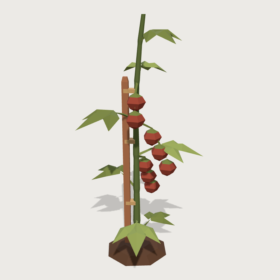 Staked Tomato Crop low-poly 3D model