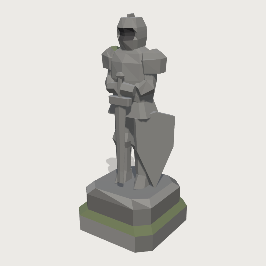 Standing Knight Statue low-poly 3D model