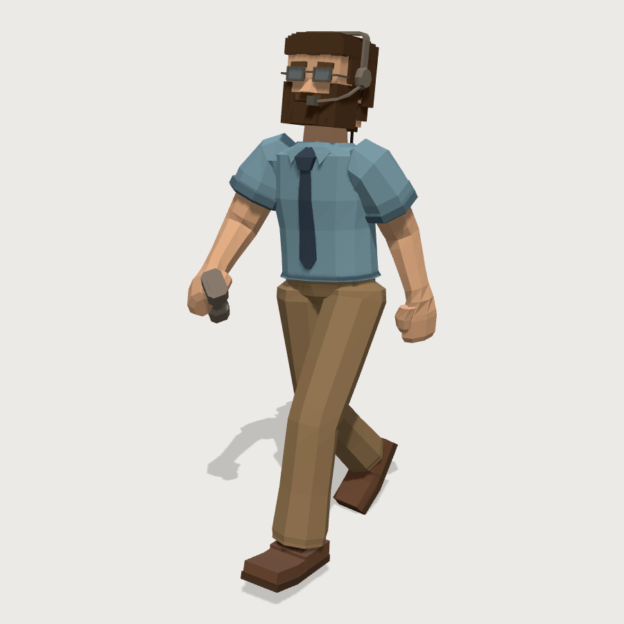 Standing Worker On A Call low-poly 3D model