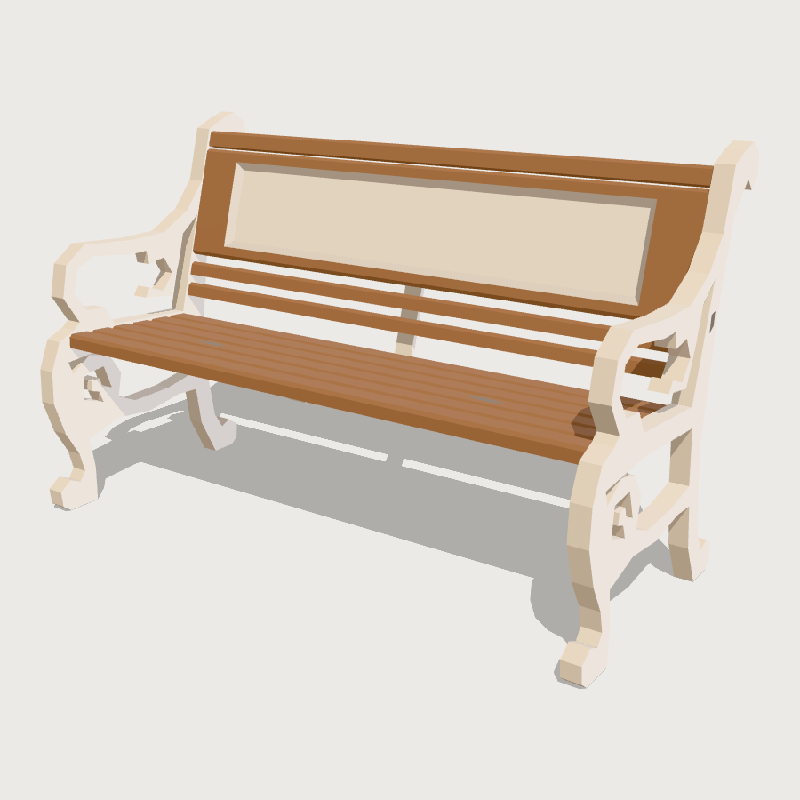 Station Bench low-poly 3D model