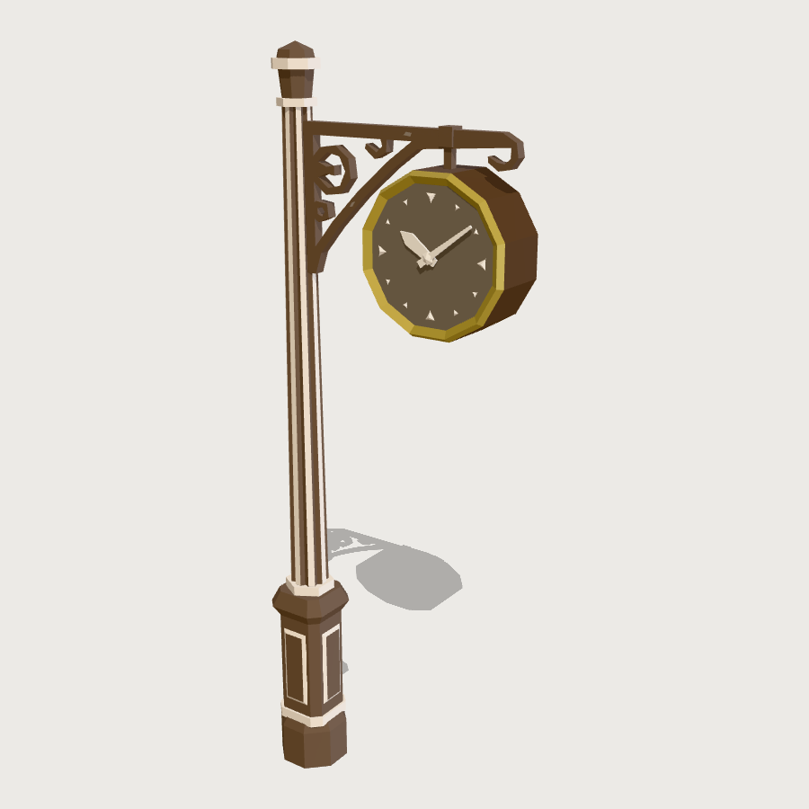 Station Clock Post low-poly 3D model