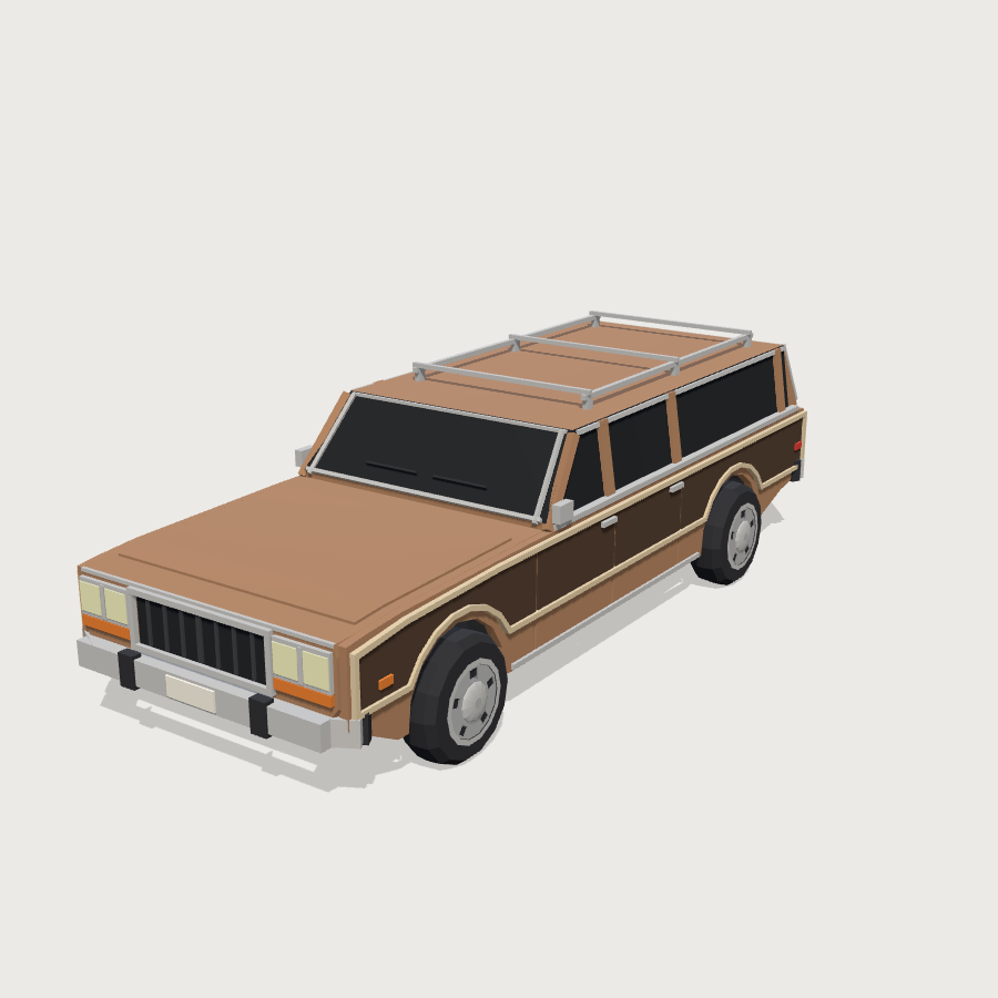 Station-wagon-70s low-poly 3D model