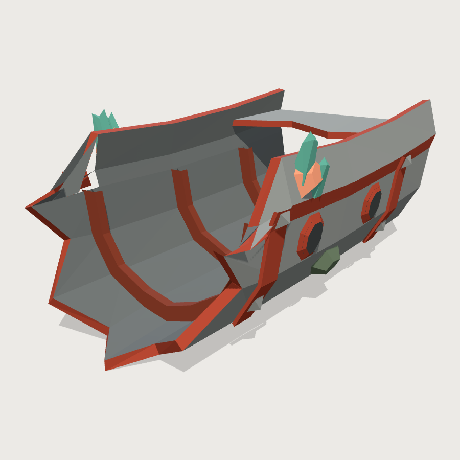 Steel Wreck Hull Section low-poly 3D model