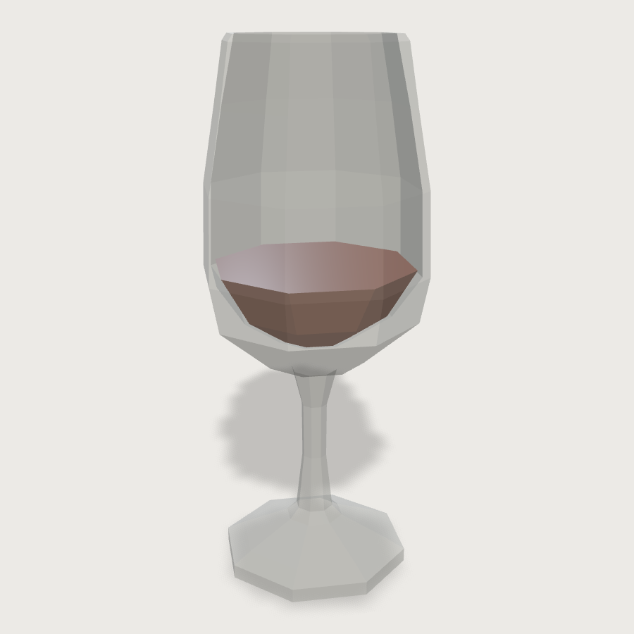 Stemmed Wine Glass low-poly 3D model