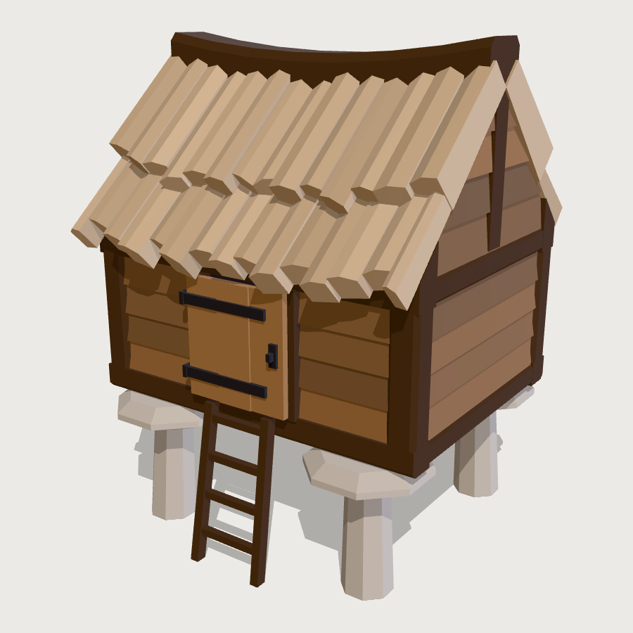 Stilted Granary low-poly 3D model