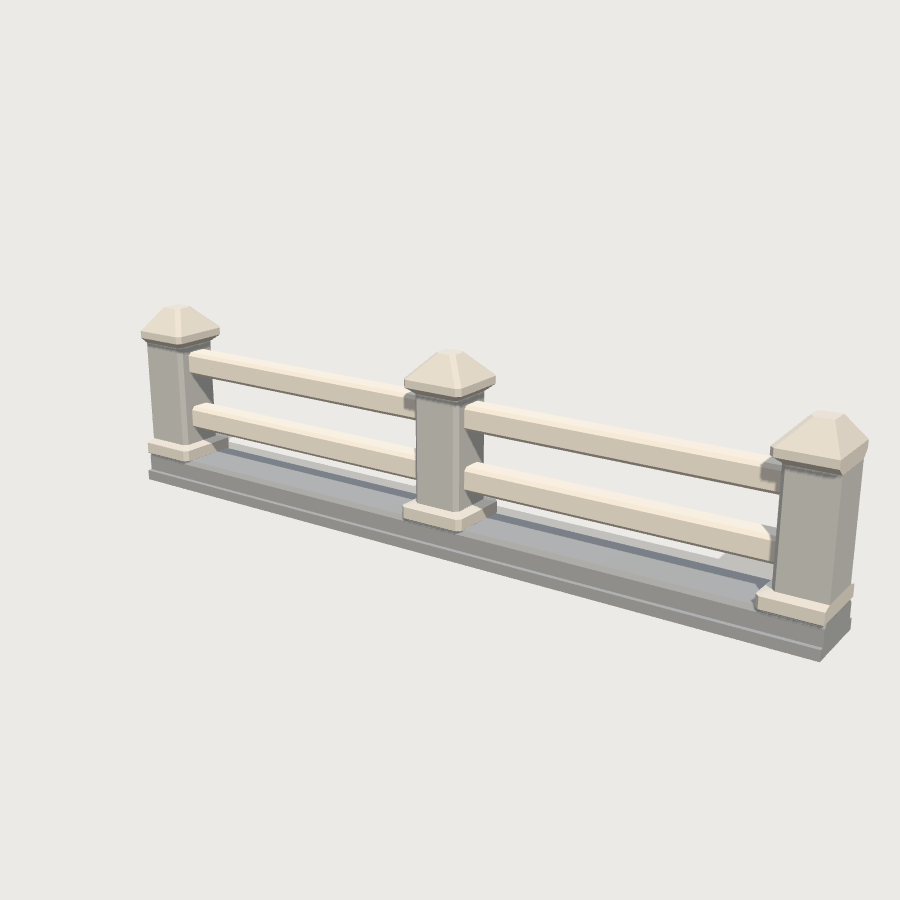 Stone Fence Panel low-poly 3D model