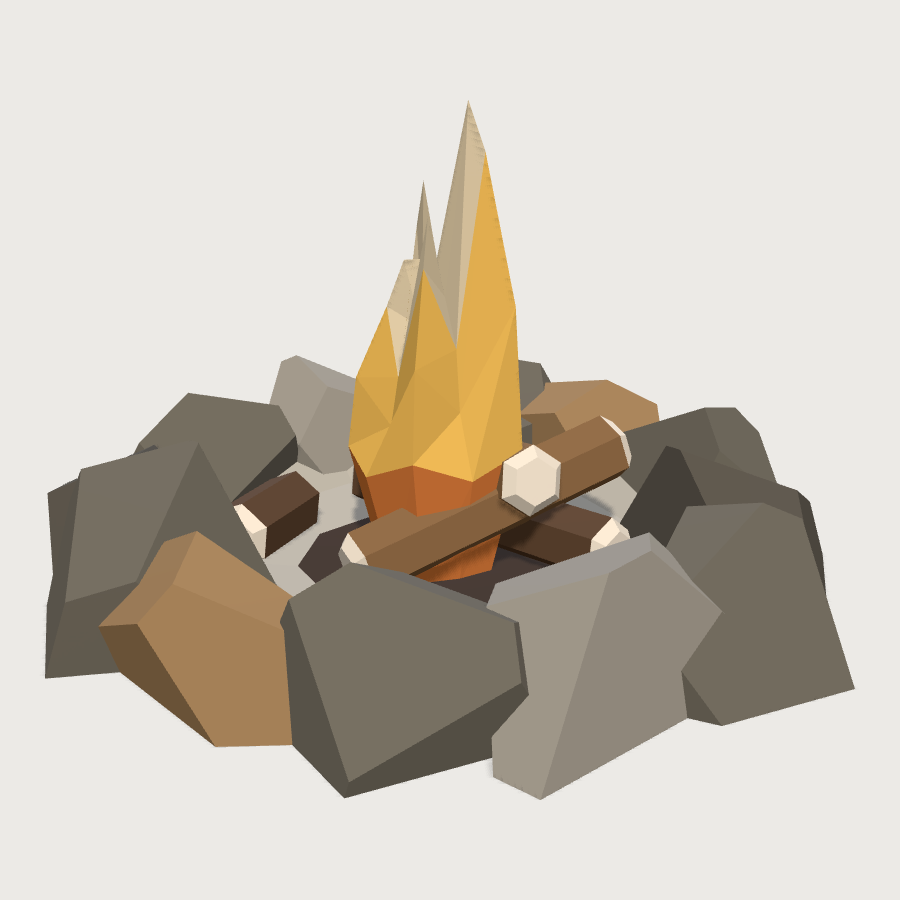 Stone Fire Pit low-poly 3D model