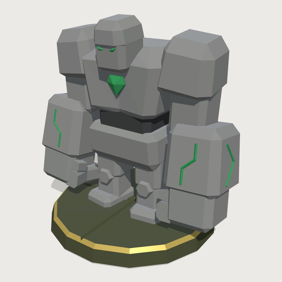 Stone Golem Miniature low-poly 3D model