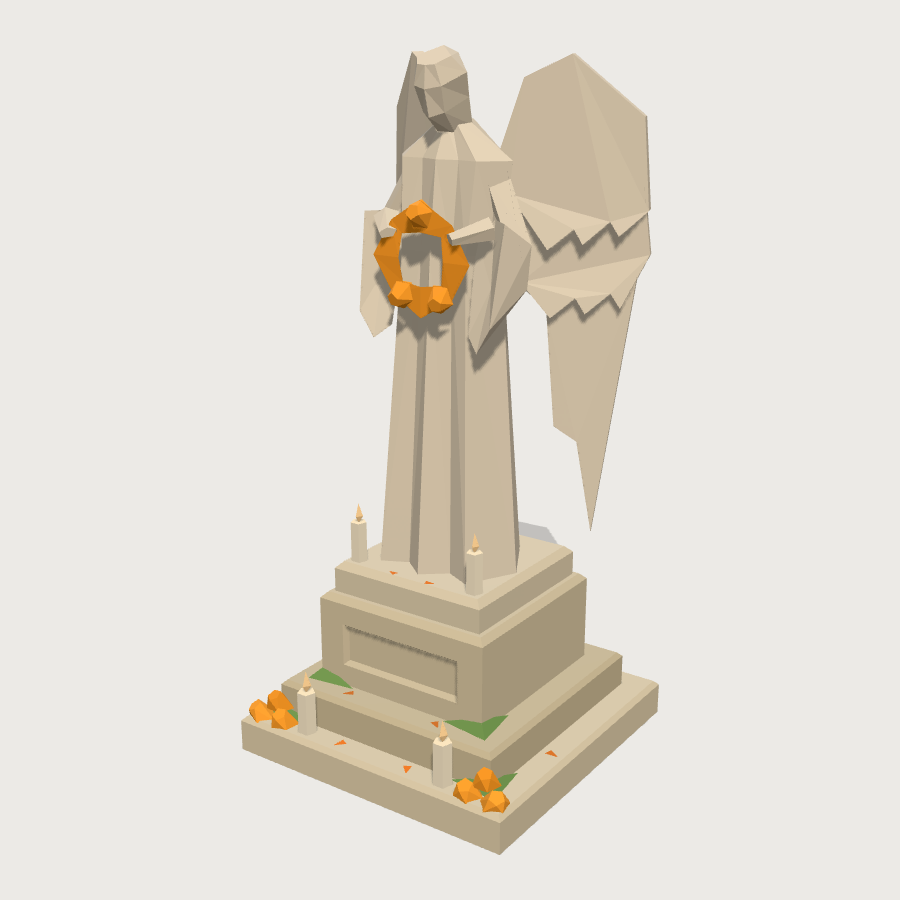 Stone Grave Angel low-poly 3D model