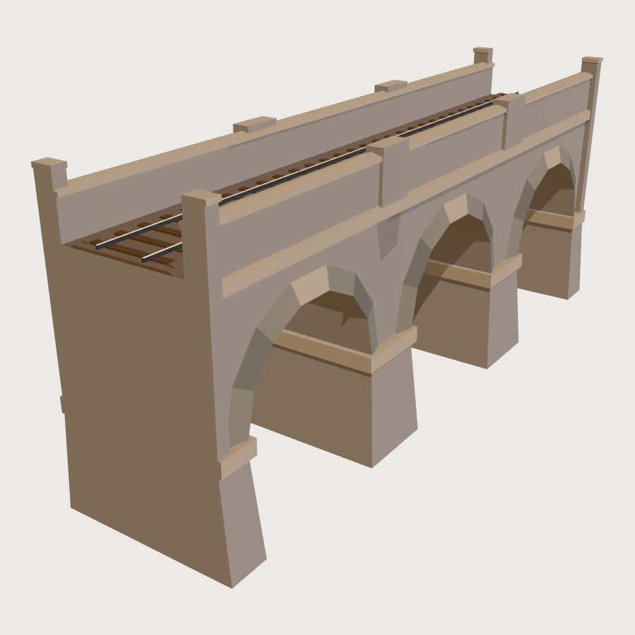 Stone Viaduct Span low-poly 3D model