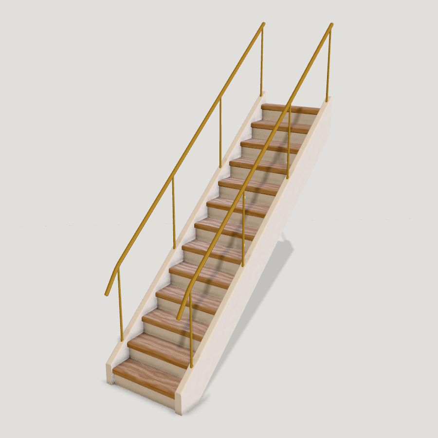 Straight Stair Flight HD 3D model