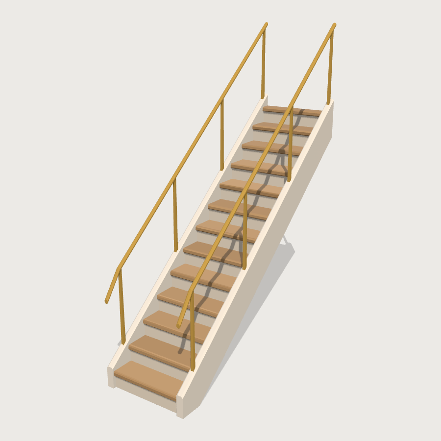 Straight Stair Flight low-poly 3D model