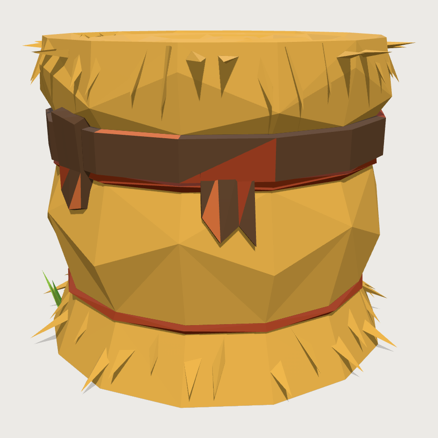 Straw bale low-poly 3D model