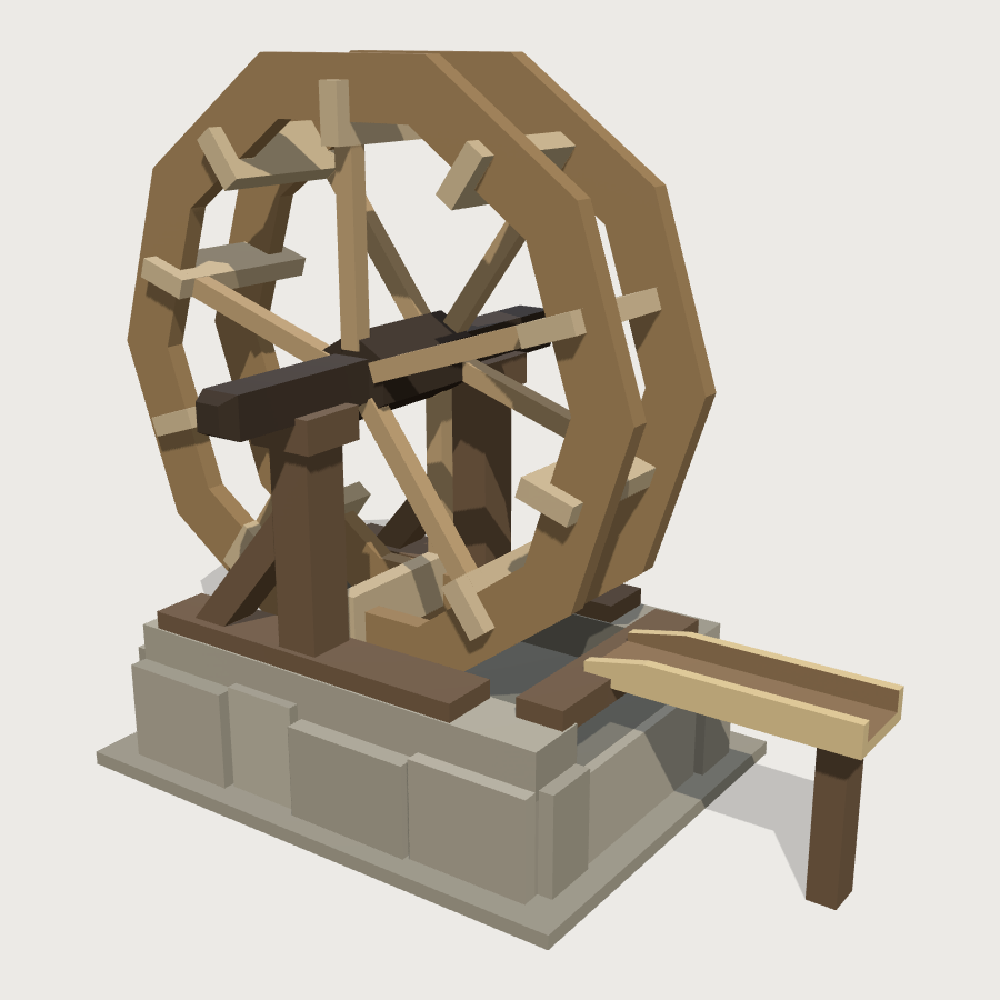 Stream Water Wheel low-poly 3D model