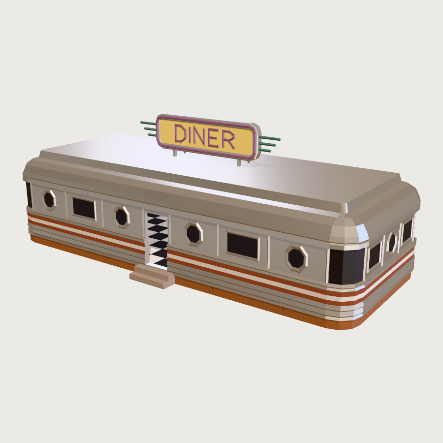 Streamline Diner Car low-poly 3D model