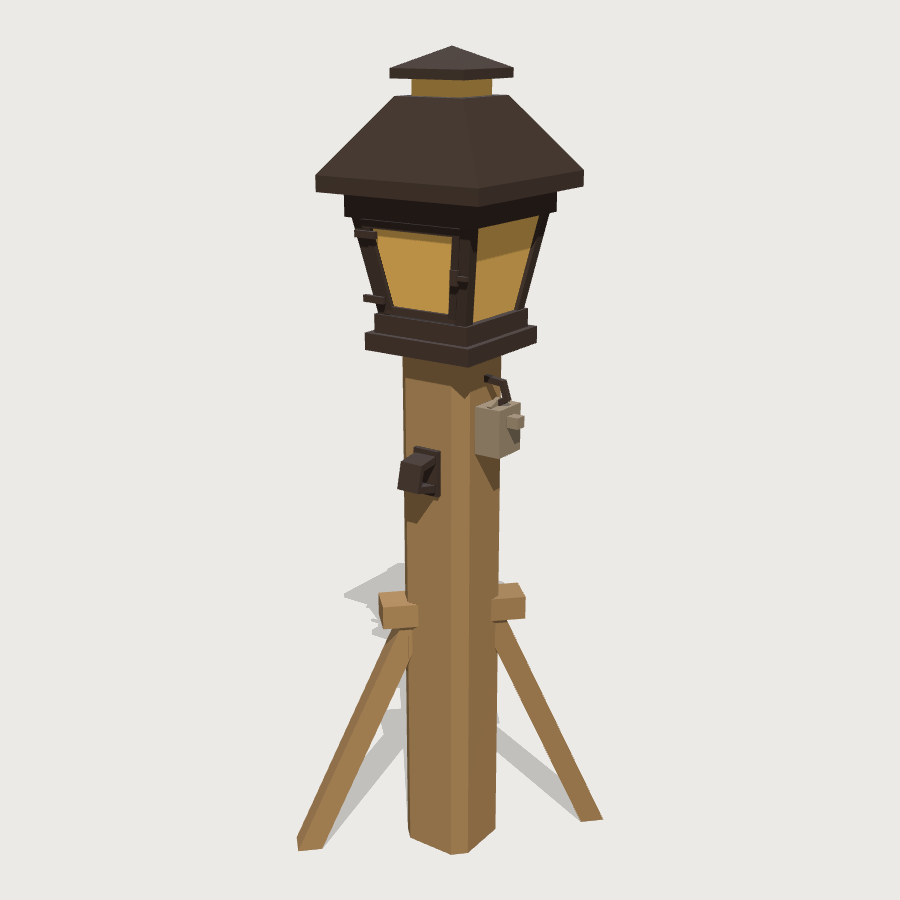 Street Oil Lamp low-poly 3D model