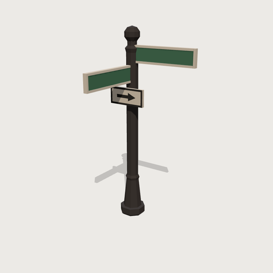 Street Sign Pole low-poly 3D model