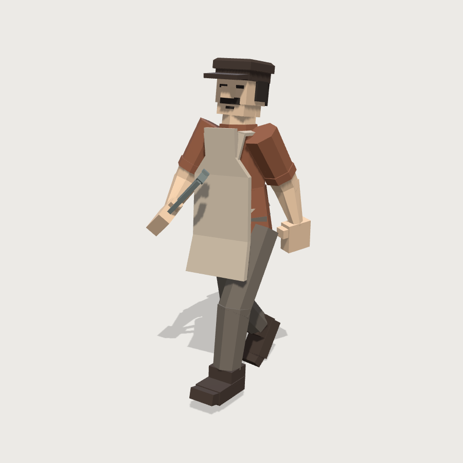 Street Vendor low-poly 3D model