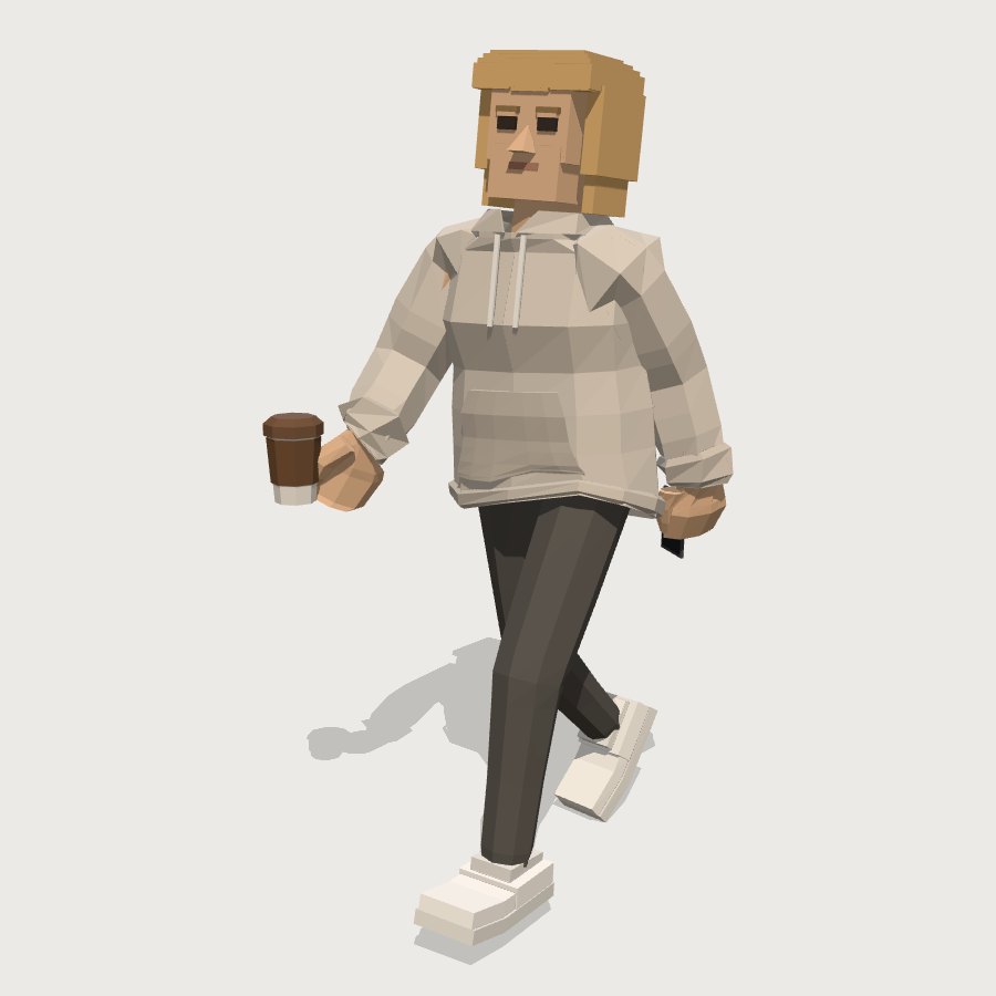 Student in a Hoodie low-poly 3D model