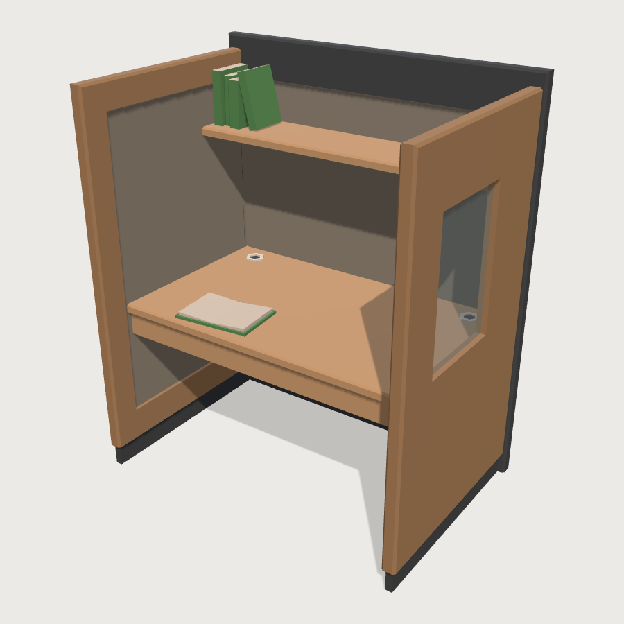 Study Carrel low-poly 3D model