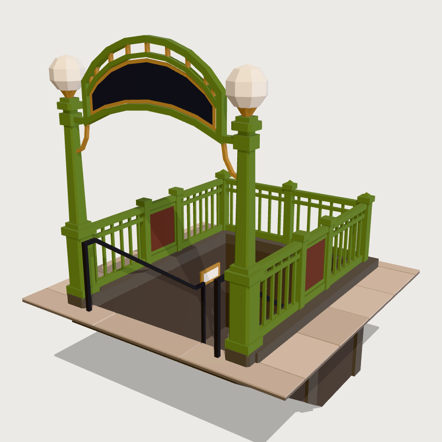 Subway Entrance low-poly 3D model