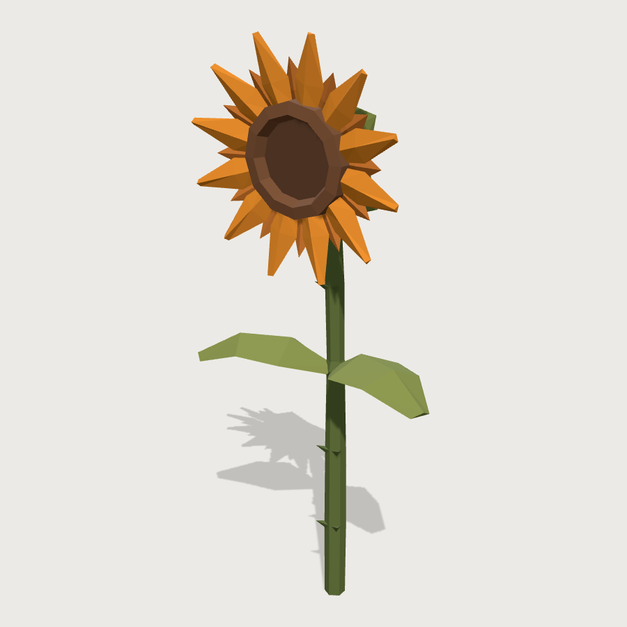 Sunflower low-poly 3D model