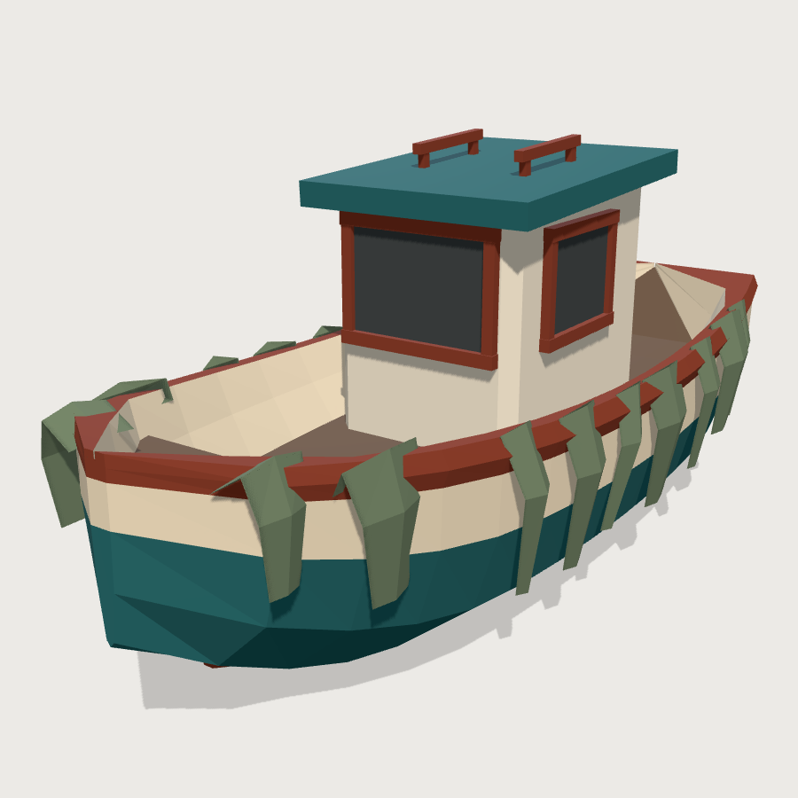 Sunken Fishing Boat low-poly 3D model