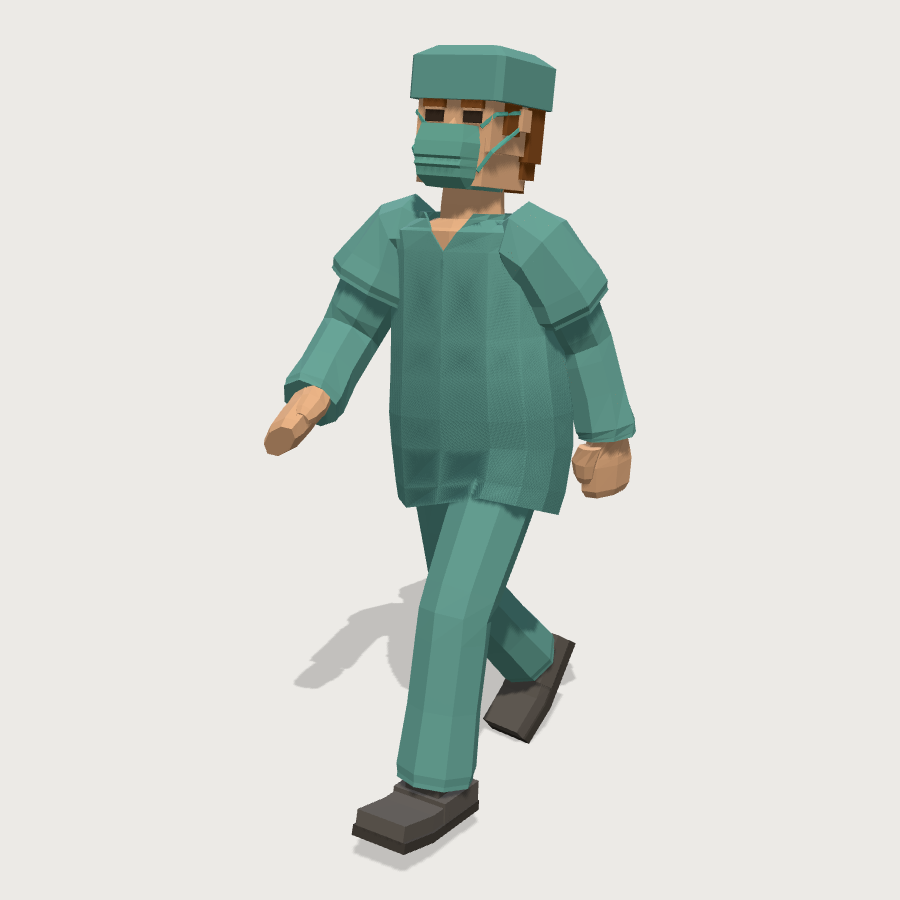 Surgeon In Scrubs low-poly 3D model