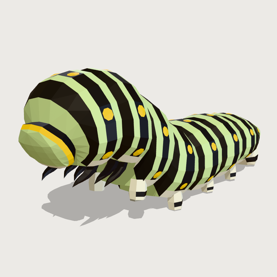 Swallowtail Caterpillar low-poly 3D model