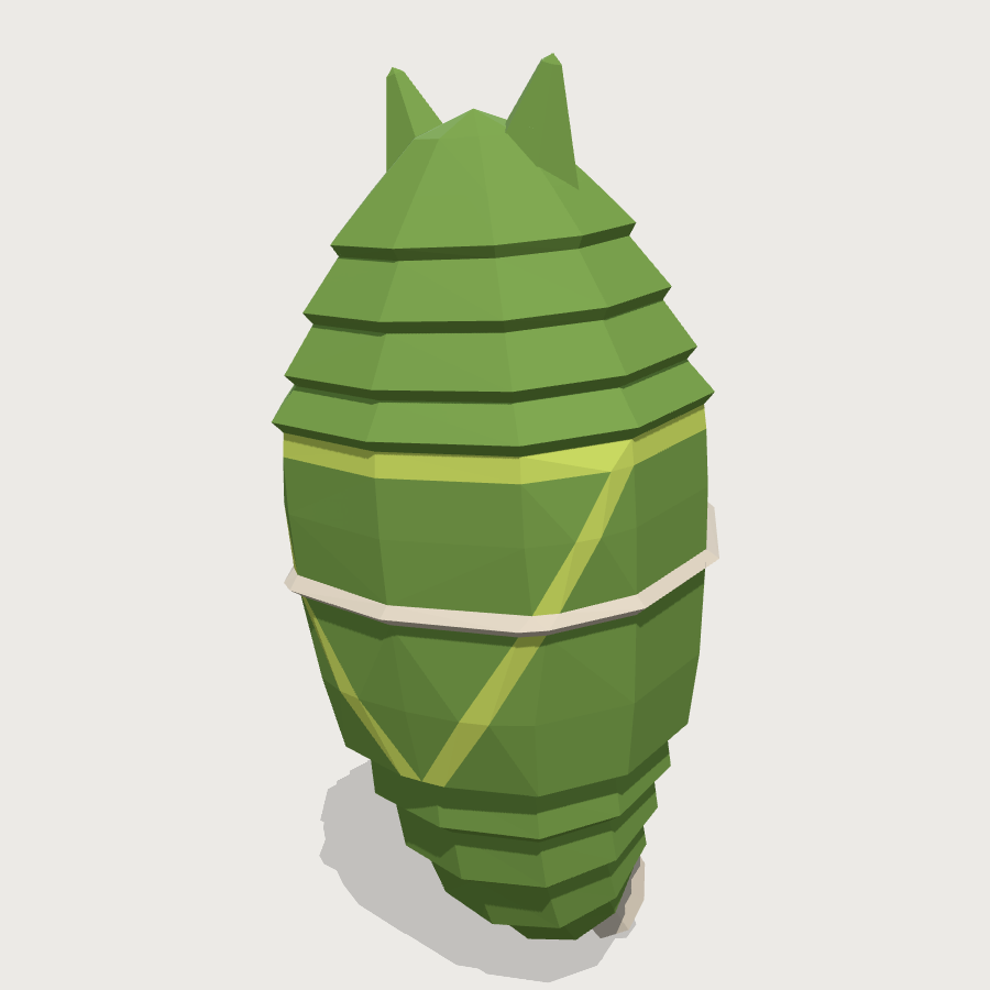 Swallowtail Chrysalis low-poly 3D model